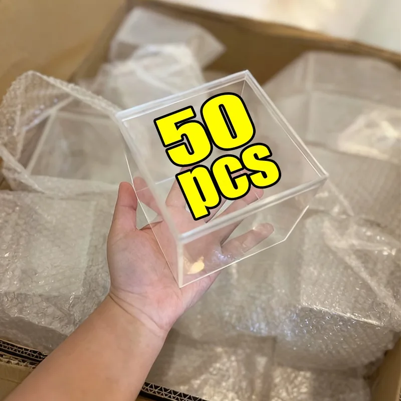 

1-50pcs Acrylic High Transparency Display Boxs Food Grade Transparent Packaging Box Square Household Figurine Display Candy Boxs