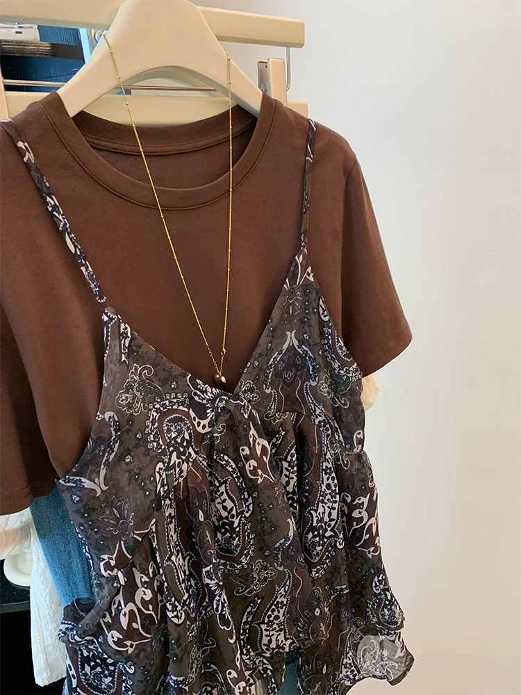 

Футболка в стиле ретро с цветочным принтом Ne ort Sve ex Summer Unique Design Loose Fit Commute Sle Moisture ng