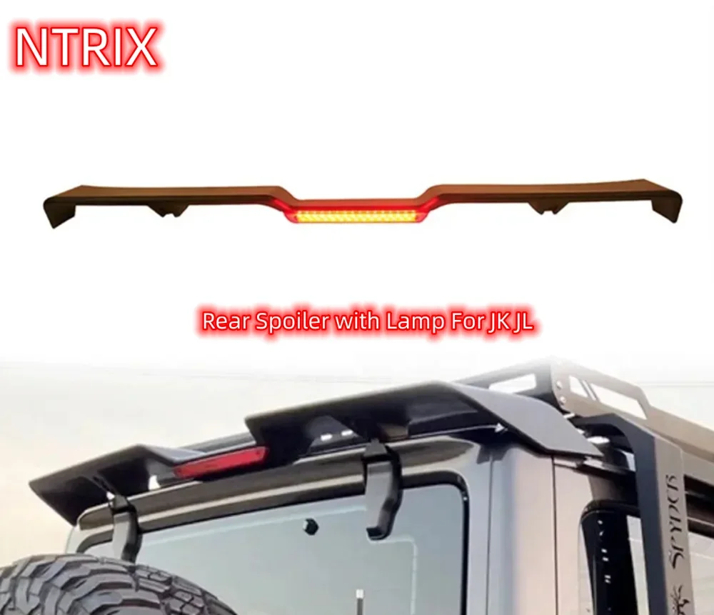 KQX Tailplane Rear Spoiler with Lamp Car Wing New style For Jeep Wrangler JK 07-17 & JL 2018+ L2014