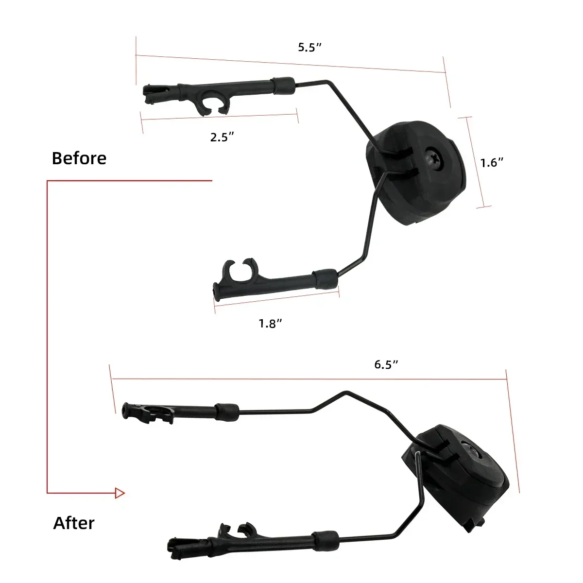 Tactical COMTA Headset Adapter ARC Rail Headset Bracket and Gel Ear Pads for COMTA I II III Tactical Shooting Headphones