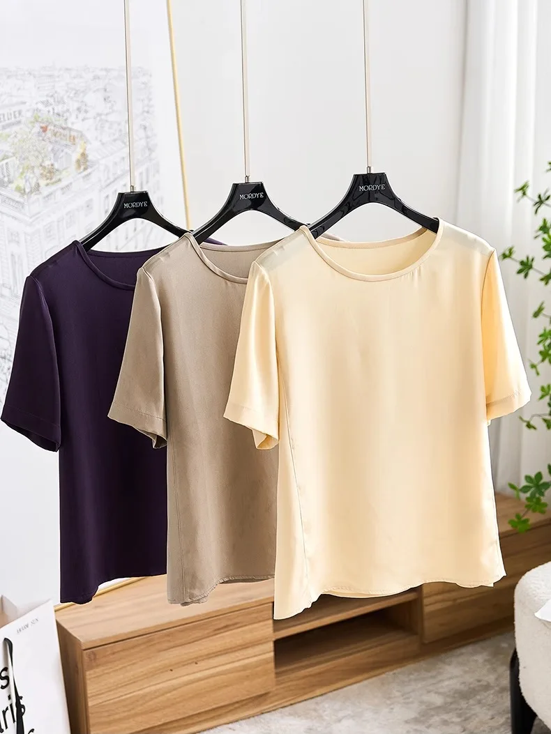 

Шелковая футболка с эффектом похудения, прямой крой, с дизайнерскими вставками по бокам, из натурального шелка, однотонная, летний топ для повседневной носки