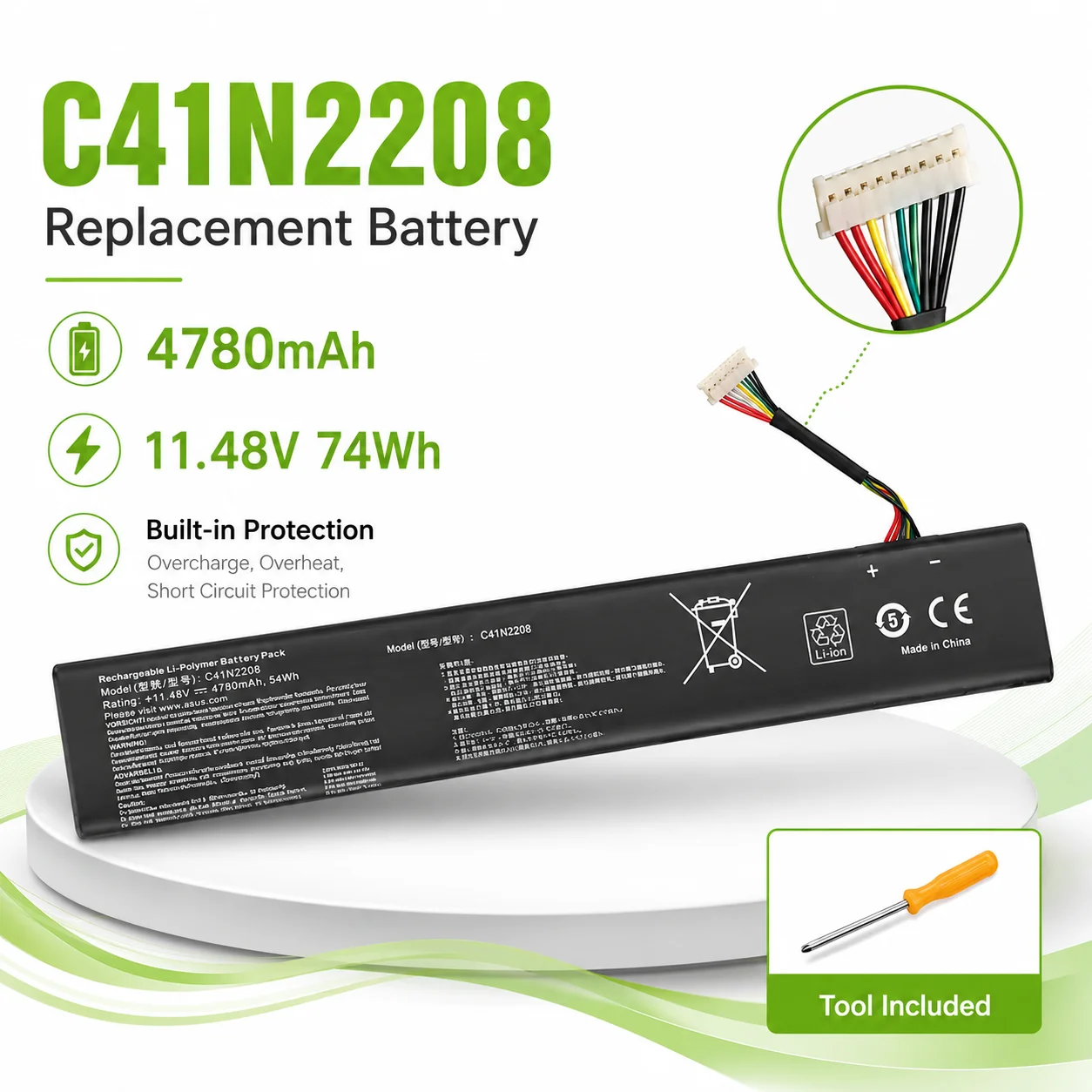 

C41N2208 15.48V 74Wh Battery for ASUS ROG Ally RC71L RC71 Gaming Handheld Console Rechargeable Repair Replacement Pack Parts