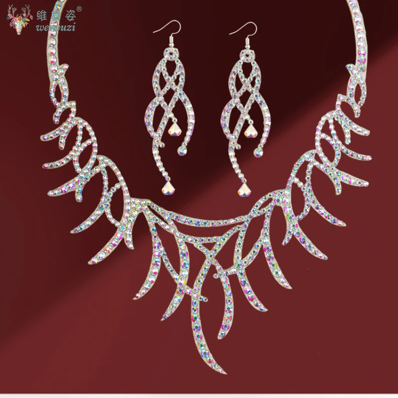 Acessórios de desempenho de dança moderna personalizado high-end luxo ab pedras colar ornamento de competição de dança do ventre