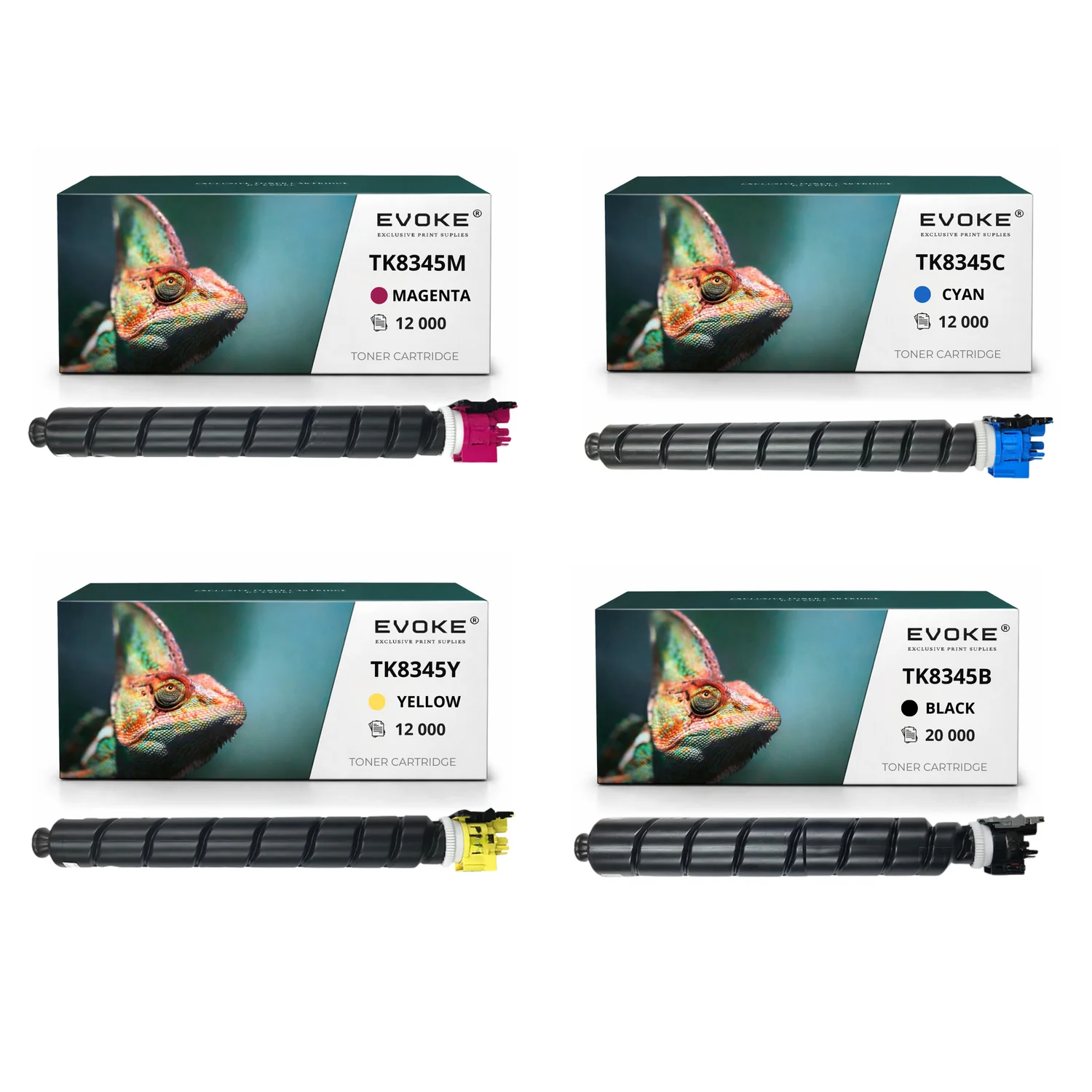 Evoke Compatibele Toner voor Kyocera Tk-8345 Tk8345 4X Cmyk: Zwart, Cyaan, Magenta, Geel 56000 Pagina's Taskalfa 2552Ci 2553Ci