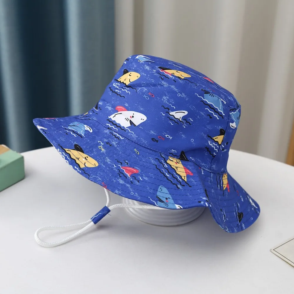 Kids Cartoon Printed Cap Baby Sun Hat Boy Girl Cotton Beach Summer Bucket Hat Kids Fisherman Cap