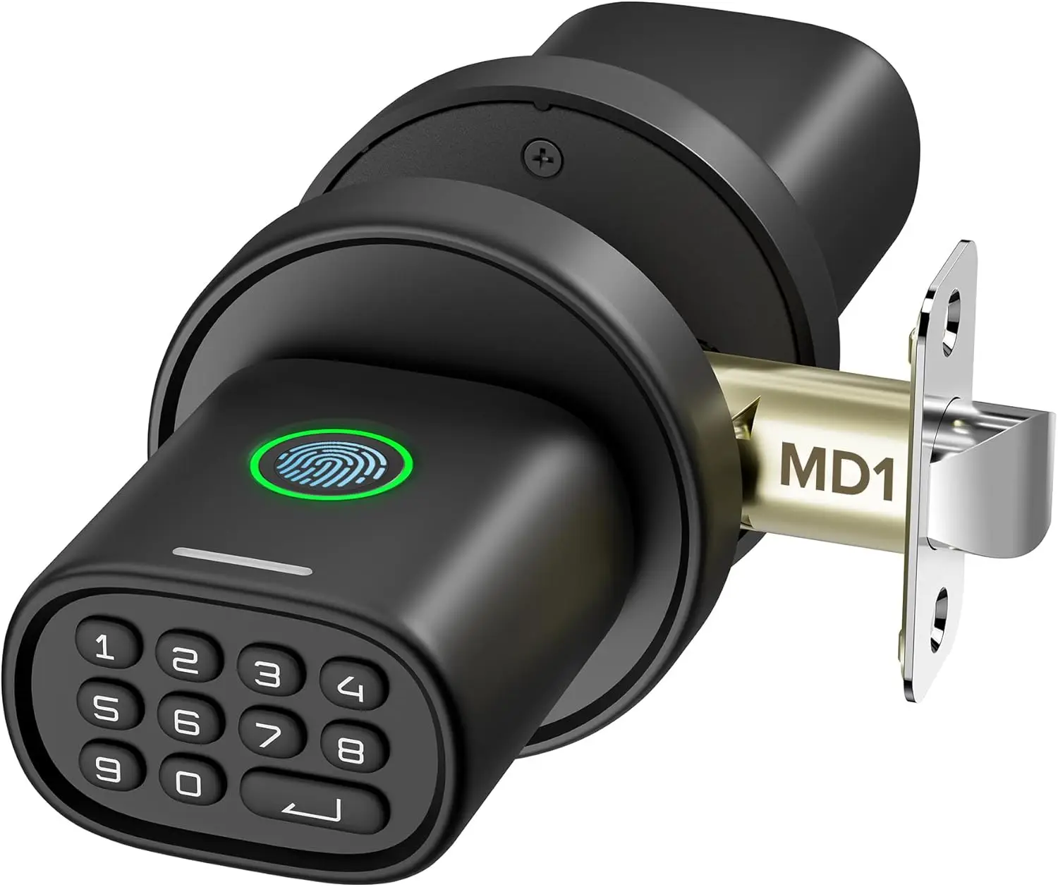 

Биометрическая дверная ручка с функцией распознавания отпечатков пальцев и кодовой панелью, автоматическая блокировка, для межкомнатных дверей, спальни, домашнего офиса, гаража, черная