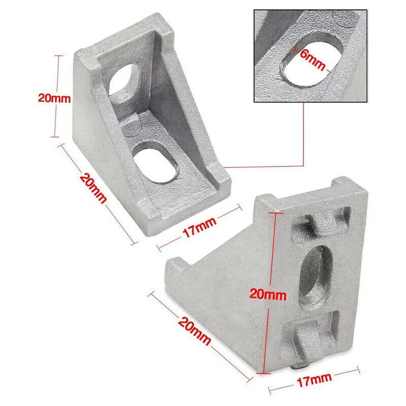 Angle Bracket Kit Designed for 2020 Series T Slot Aluminum Profiles with For 6mm Groove for Mechanical Assemblies