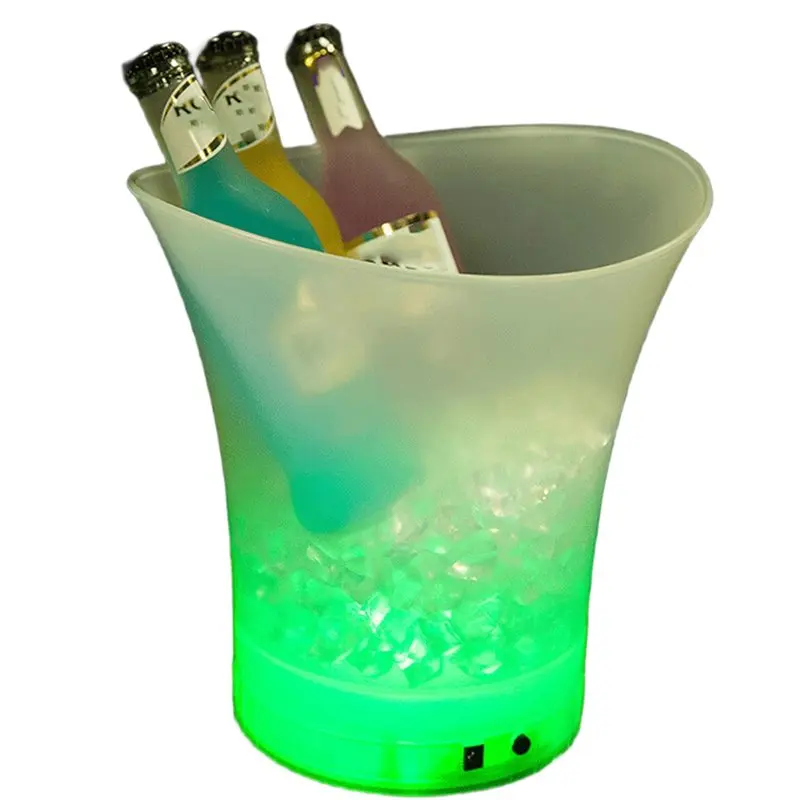 

ABKY-Illuminated Champagne Bucket, LED Ice Bucket, Bar, Champagne Crate, Beer Waterproof Plastic LED Ice Bucket Green