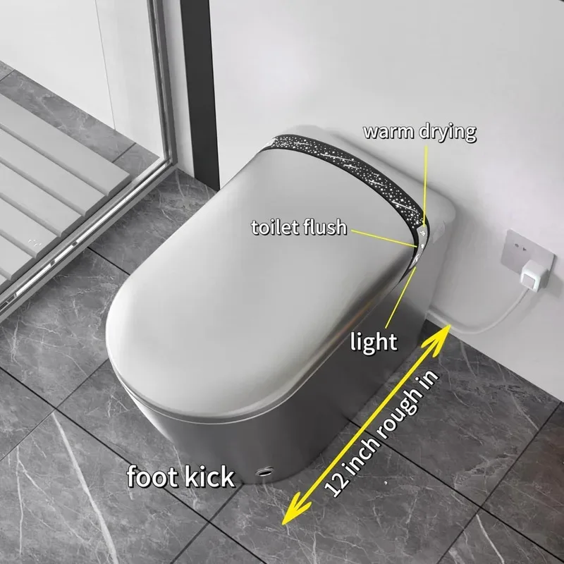 Sounor Modern Smart Toilet with Bidet Built-In Self Cleaning Elongated Heated Seat Warm Water Sprayer Foot Kick 1.28 GPF Powerfu