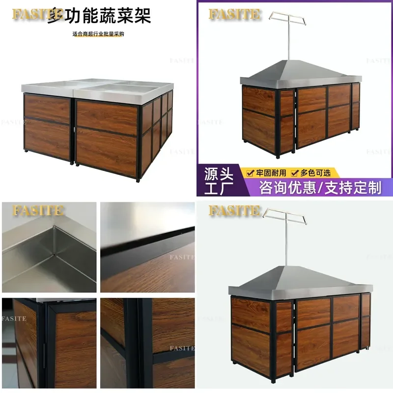 For Supermarket Stainless Steel Fruit and Vegetable Display Shelves Multi Layer Commercial Fresh Produce Storage Rack Durable