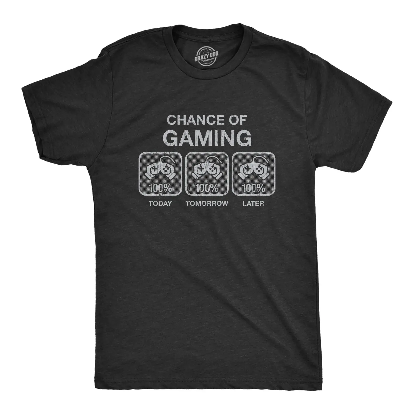 Mens 100% Chance Of Gaming Tshirt Funny  Video Games Novelty Tee