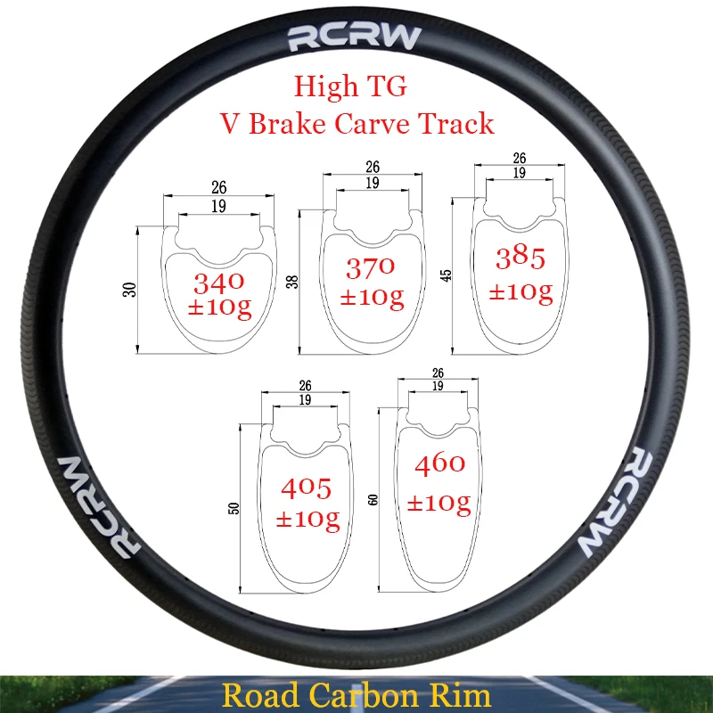 700C SL Road Tubeless Clincher High TG Carving Track V Brake 26mm Wide Carbon Rim 30/38/45/50/60mm Deep  16 18 20 21 24 28H