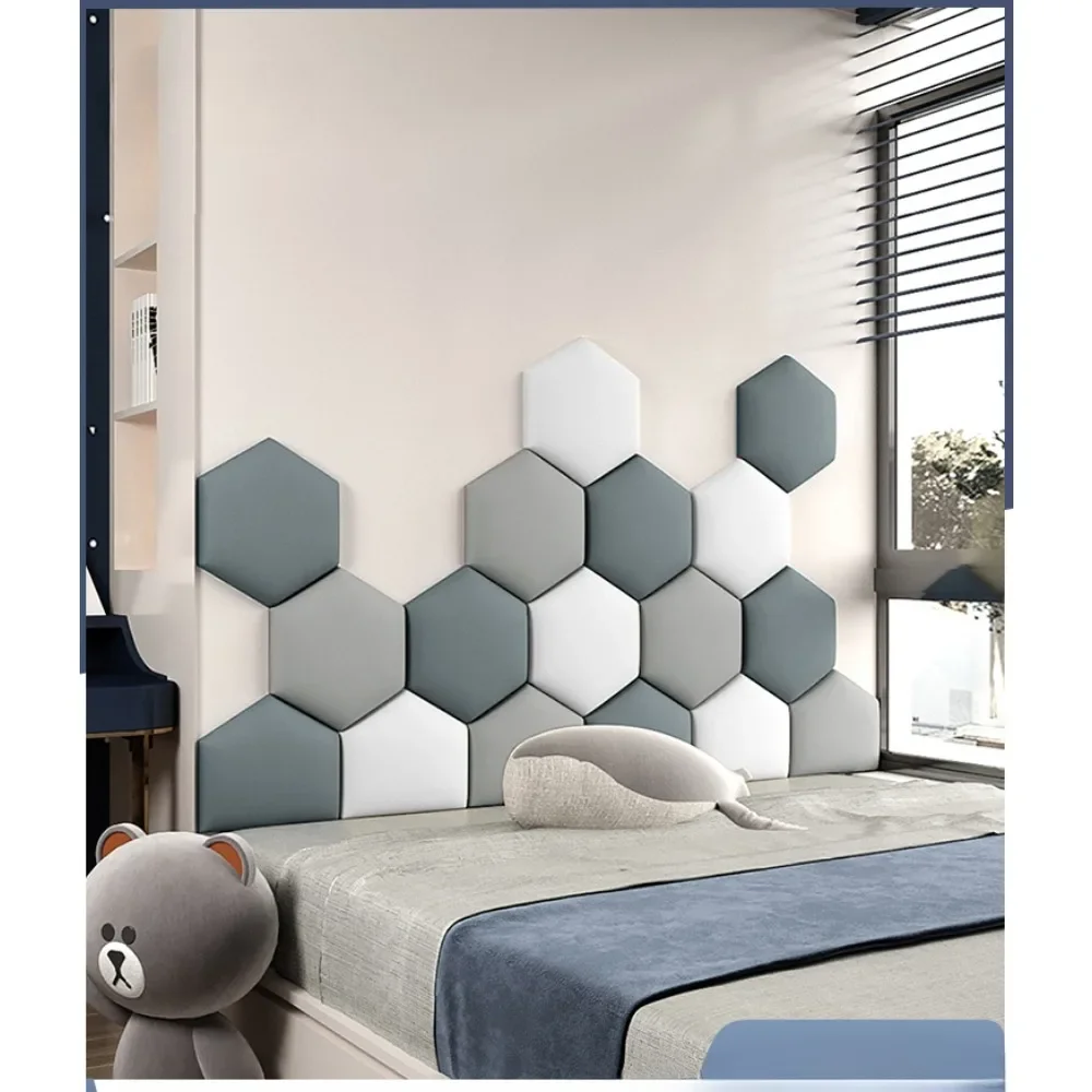 Upgraded Version Hexagonal Bedside Soft Bag 3d Wall Stickers Children's Room Anti-collision Modern Self-adhesive Wall Decoration