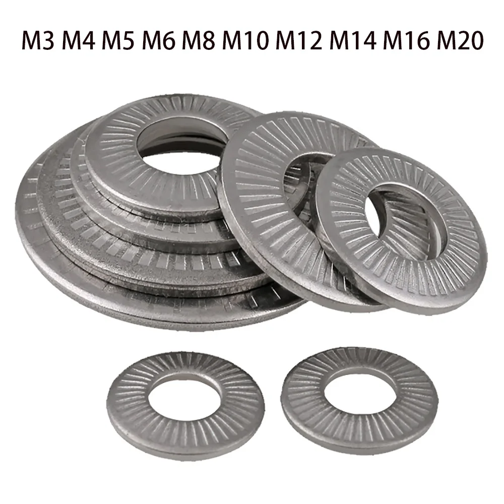 M3-M20 304 A2Stainless Steel Butterfly Saddle Serrated Locking Washer Round Safety Gasket For Vibration Resistant Hardware Setup