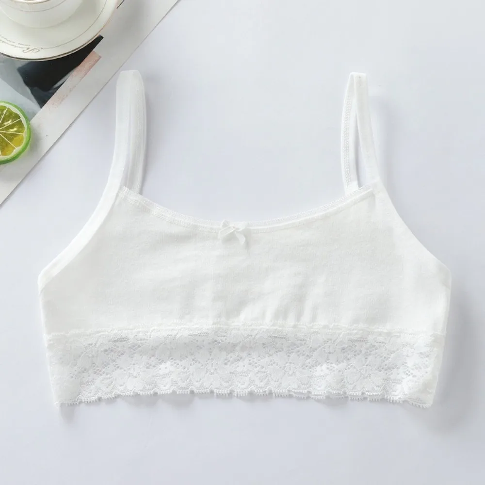 Soft Cotton Girls Underwear Comfortable Breathable Wireless Teenage Girls Bra Bowknot Lace Sports Training Vest Maiden