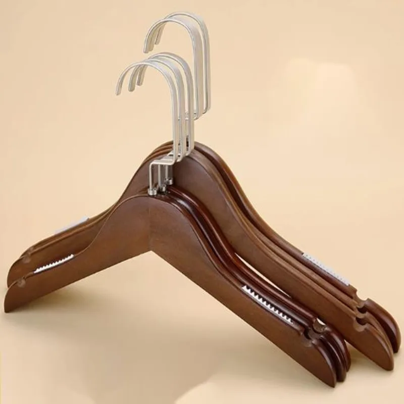 

Vintage Retro Wood Hanger Trendy Antique Garment Hanger Korean Style Solid Wood Pants Hanger With Clip Suit Display Organizer