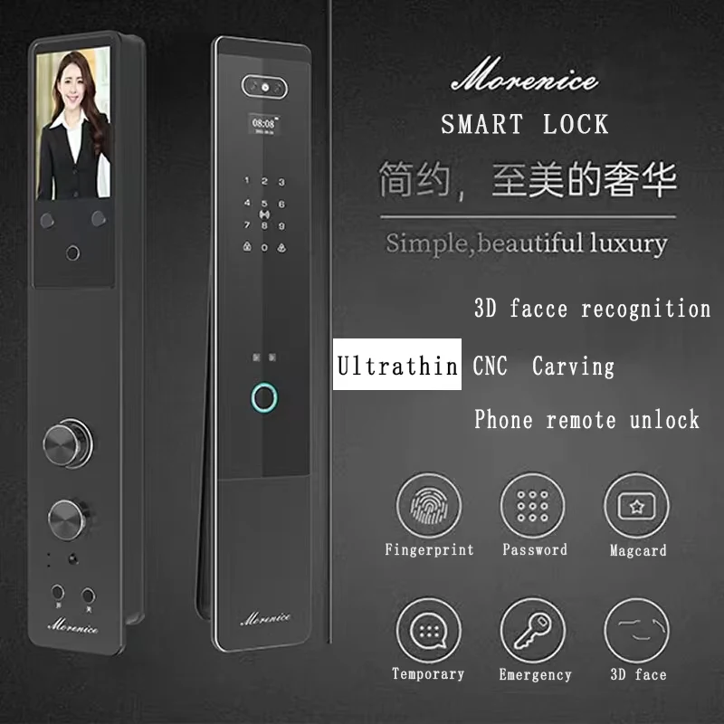 X home App Ultrathin Smart Lock With 3D Face/FPC Fingerprint/APP/IC Card/Password/Key Unlock/Temporary Passwor/USB Emergency