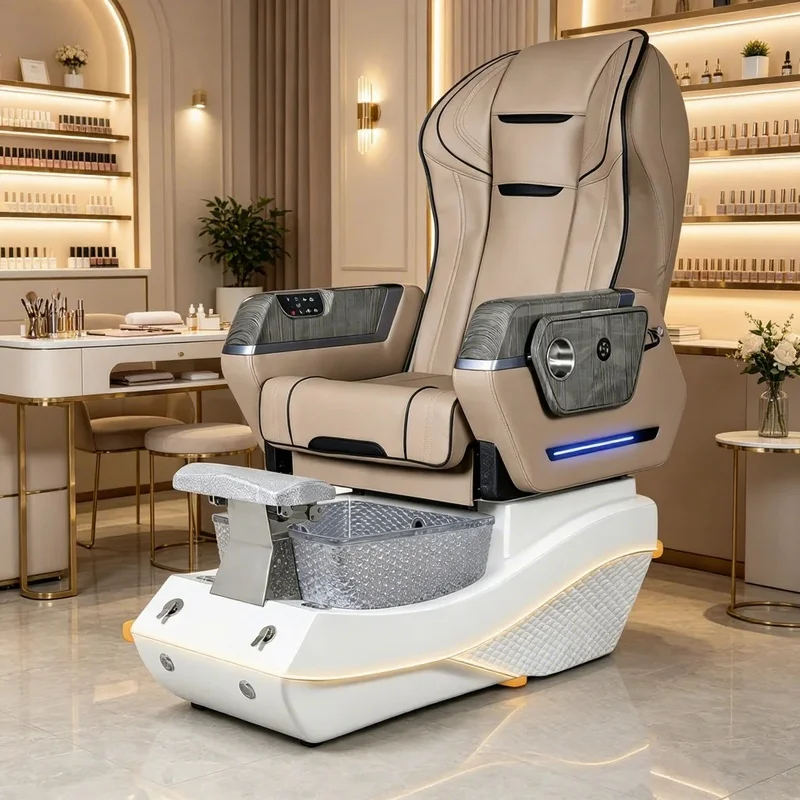 Professional Beauty Salon Equipment Adjustable Massage Pedicure Spa Chair Pipeless Whirlpool System 7-Color LED Lamp Nail Salon