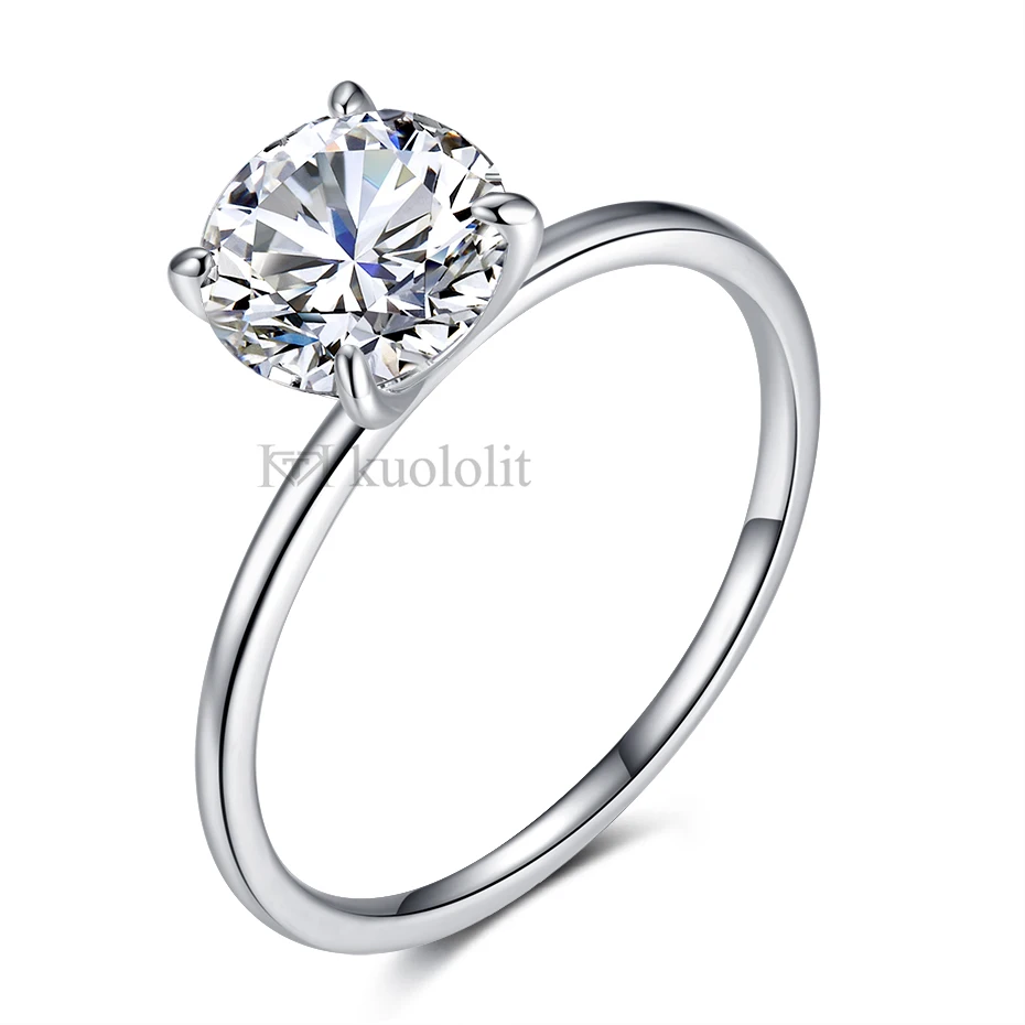 1CT‑2CT Round Cut 8.0mm D Color VVS1 Moissanite Solitaire Engagement Wedding Ring for Women, 10K/14K Solid White Gold Pass Diamond Tester Luxury Bridal Fine Jewelry Anniversary Gift view 3