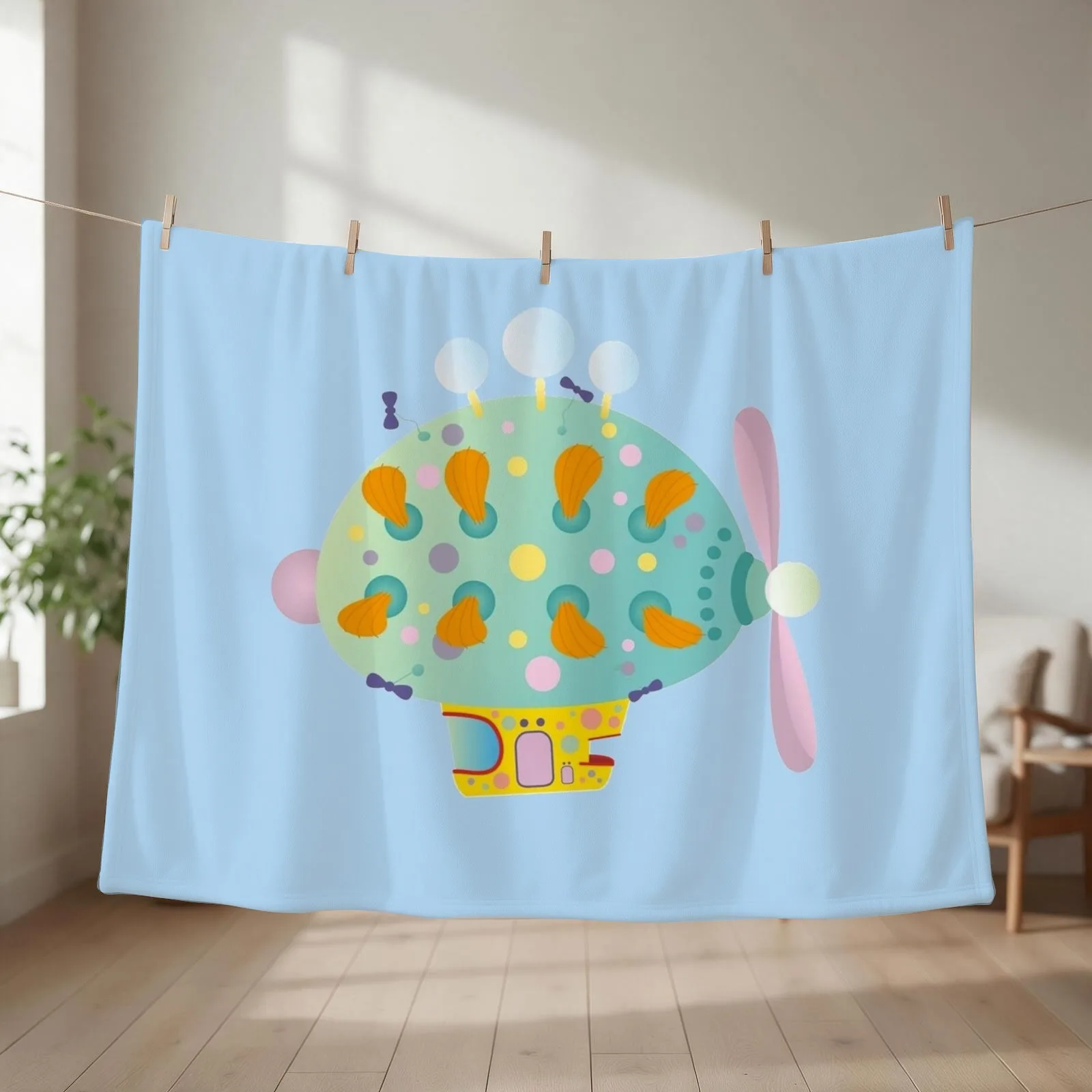 The Pinky ponk zeppelin In the night garden Throw Blanket couch cozy soft plush fuzzy picnic outdoor blanket