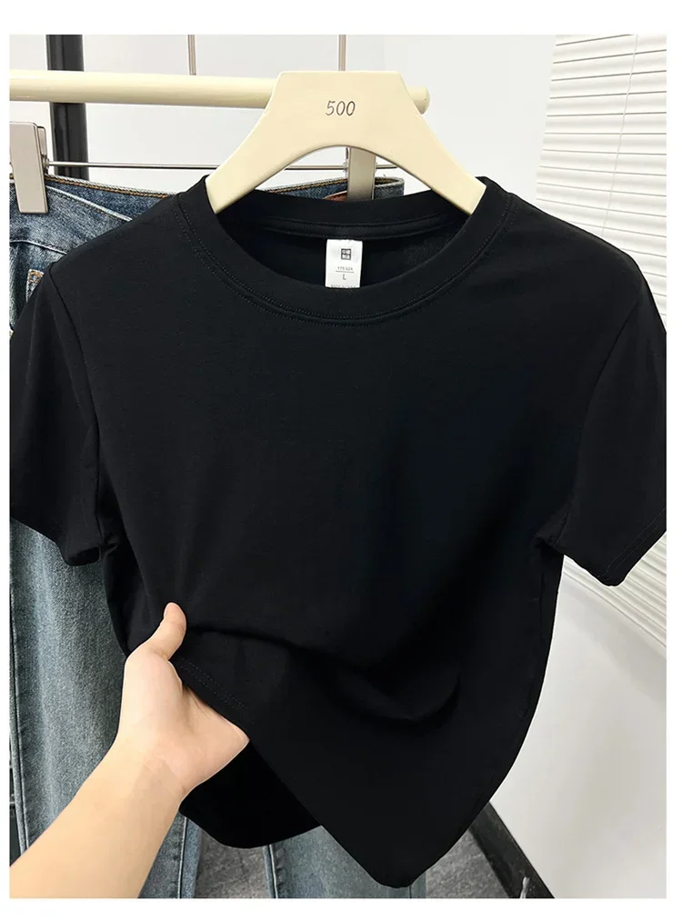 2026 Sommer Neue Hochwertige Lässige T-Shirts Sexy Kurzarm Modischer Trend Einfarbige Damenkleidung Y2k Tops – Detail 15