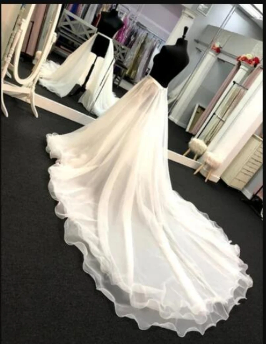 long 200cm 3 layers Organza Detachable Train Wedding Removable Skirt For Dresses Bridal Overskirt custom size