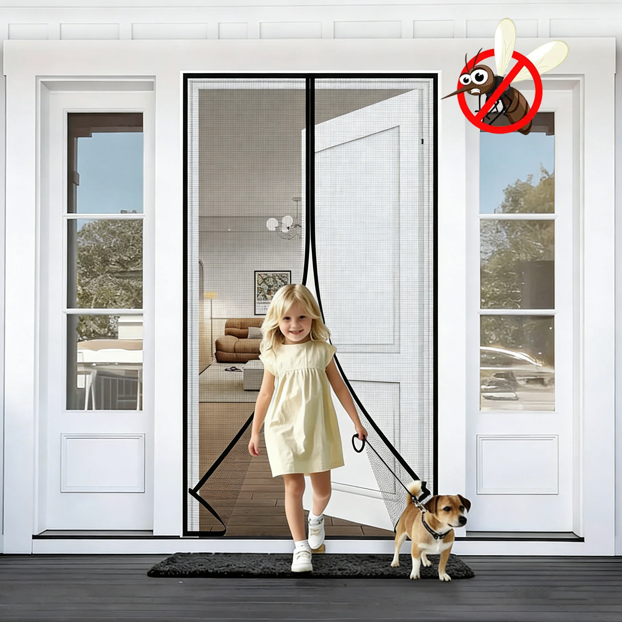 Magnetic Screen Door with Auto-Closing Mosquito Net - Anti-Insect Mesh Curtain for Indoor and Outdoor Summer Use