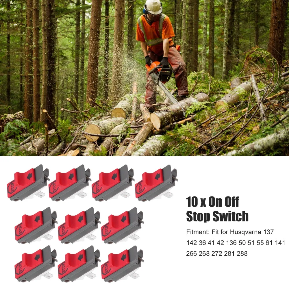 10PCS Red On Off Stop Switch Compact Chainsaw Switch for Husqvarna 137 142 36 41 42 136 50 51 55 61 141 266 268 272 281 288