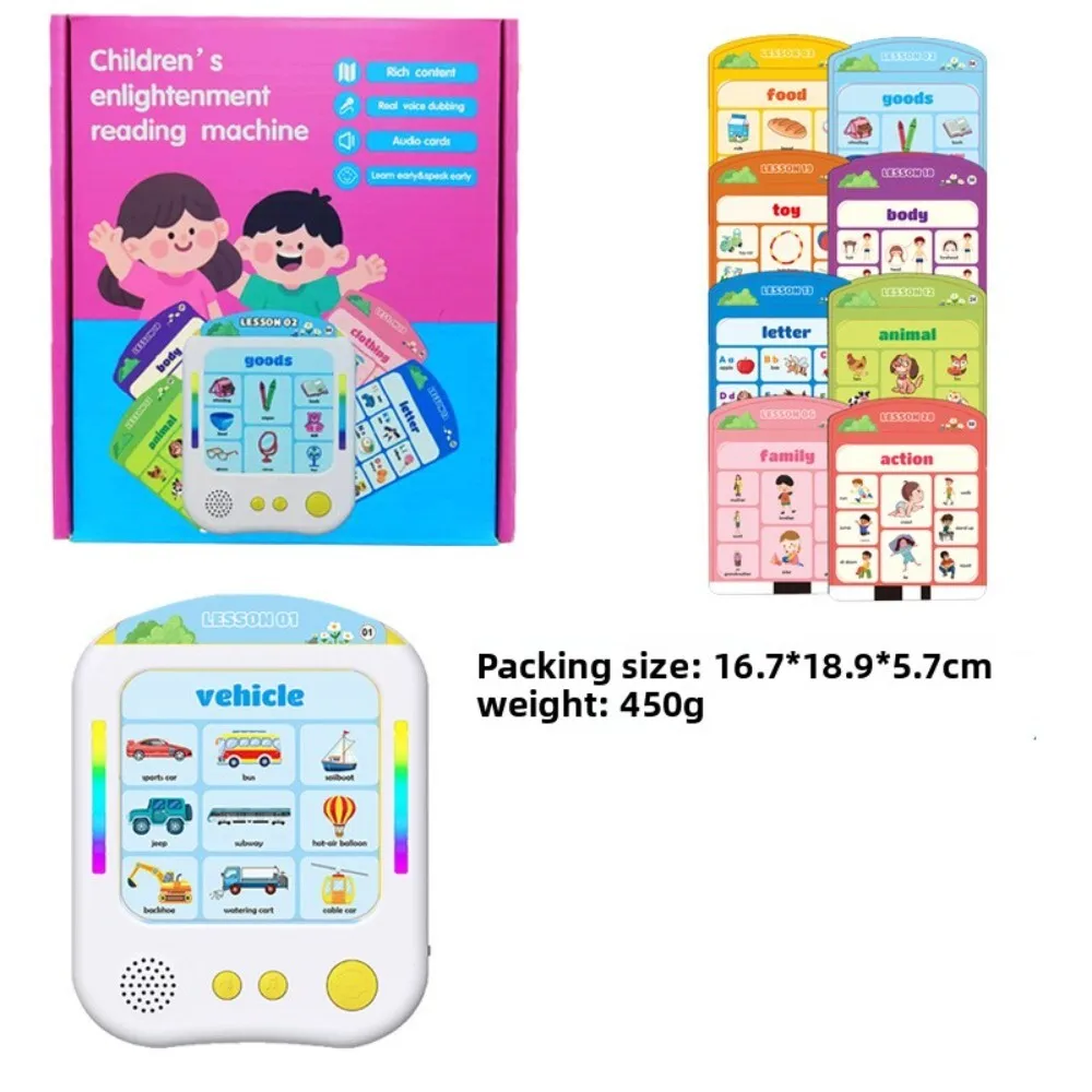 Máquina de lectura de inserción de tarjetas educativas para niños, juguete interactivo de aprendizaje temprano de inglés para niños en casa y escuela