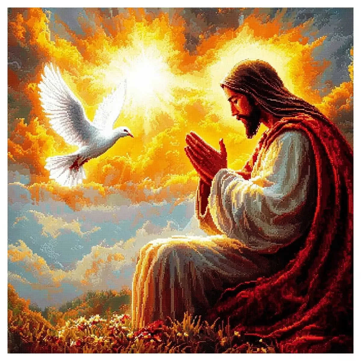 Jesus Prayed Religion Diamond Painting Kits Full Square&Round Mosaic Handmade Art Home Decoration DIY