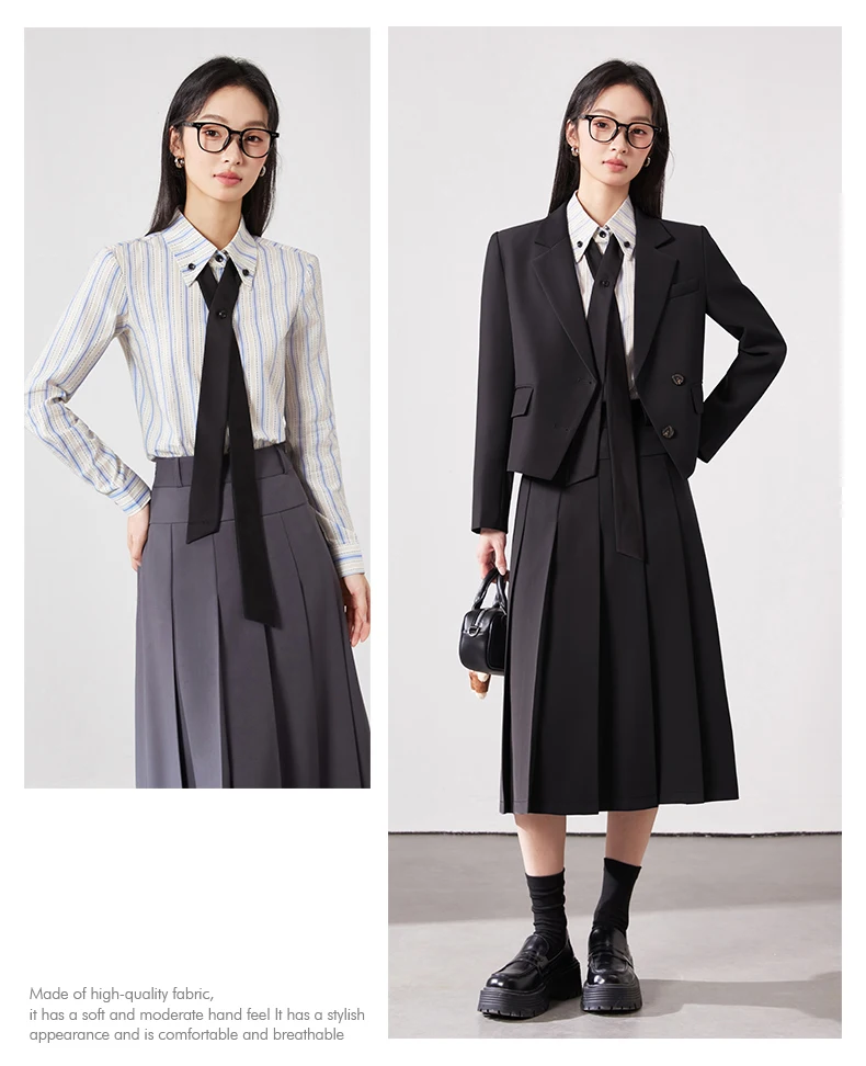 AIyssa Chaqueta + falda de traje de dos piezas para mujer profesional de moda. Temperamento elegante, nuevo estilo 2025