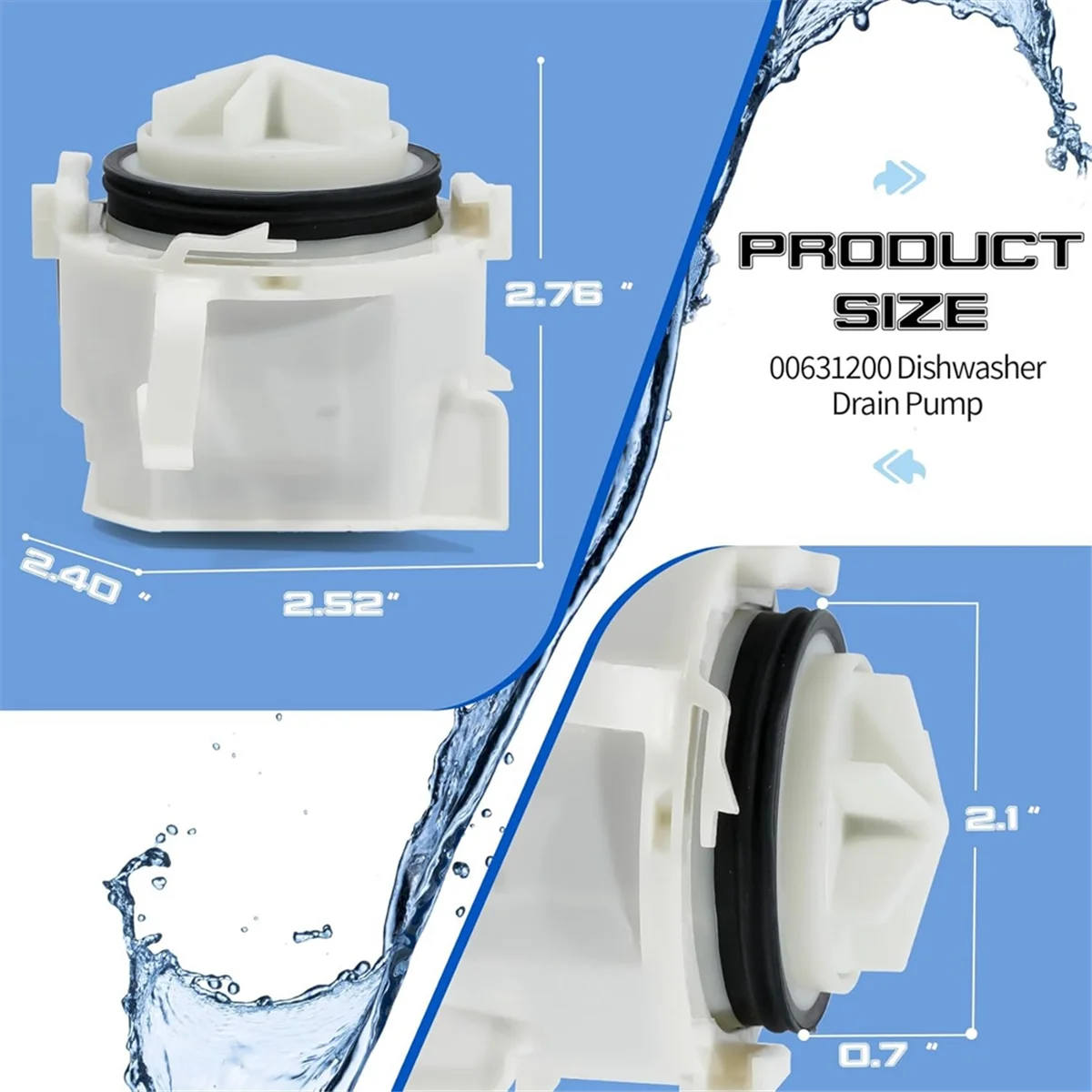 L68A 00631200 Dishwasher Drain Pump Motor Assembly for Bosch Dishwasher Drain Pump Replacement Part PS11704799 AP5972147