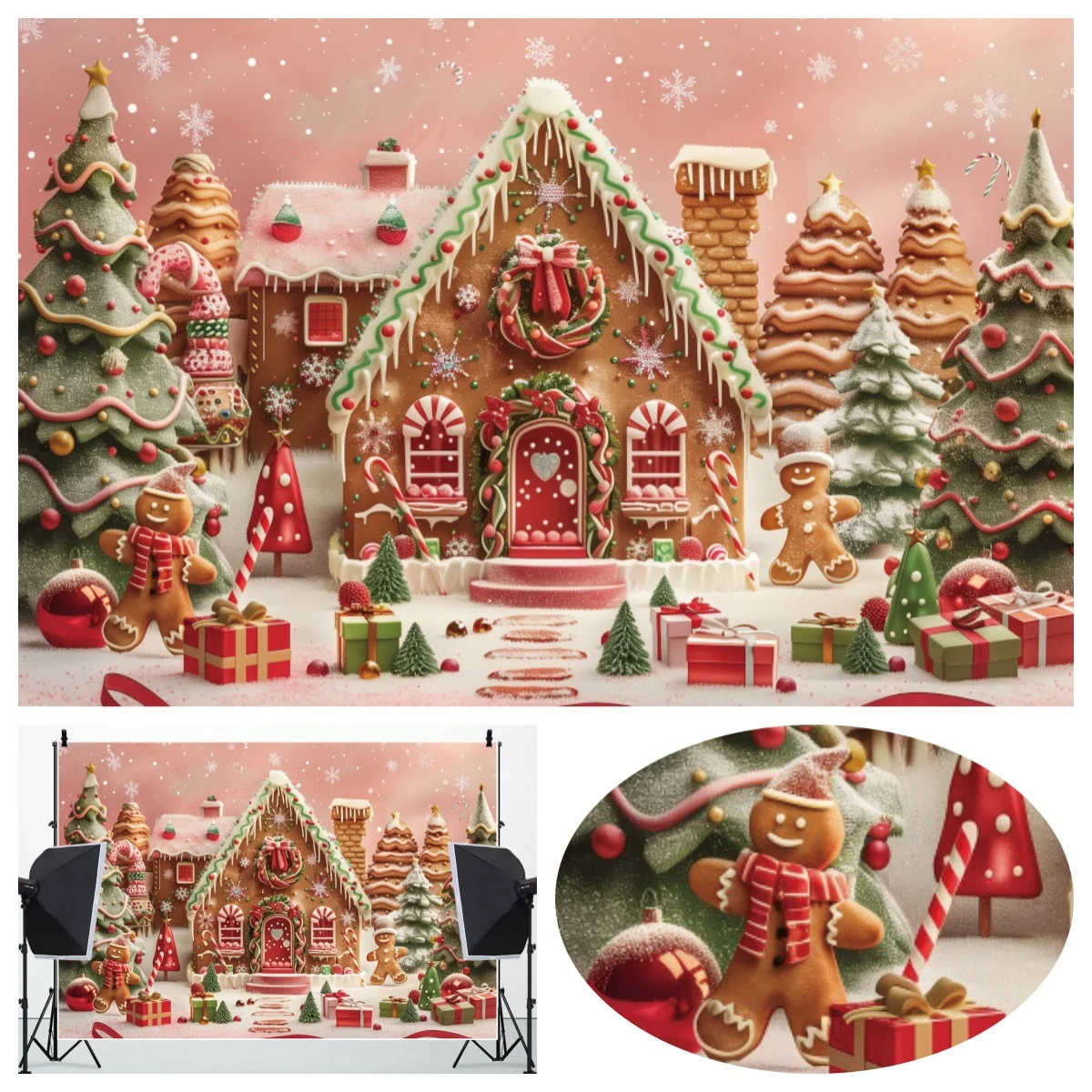 Christmas Candy House Birthday Party Backdrop Girl Birthday Decoration Kids Portrait Xmas Photography Background Photozone Props