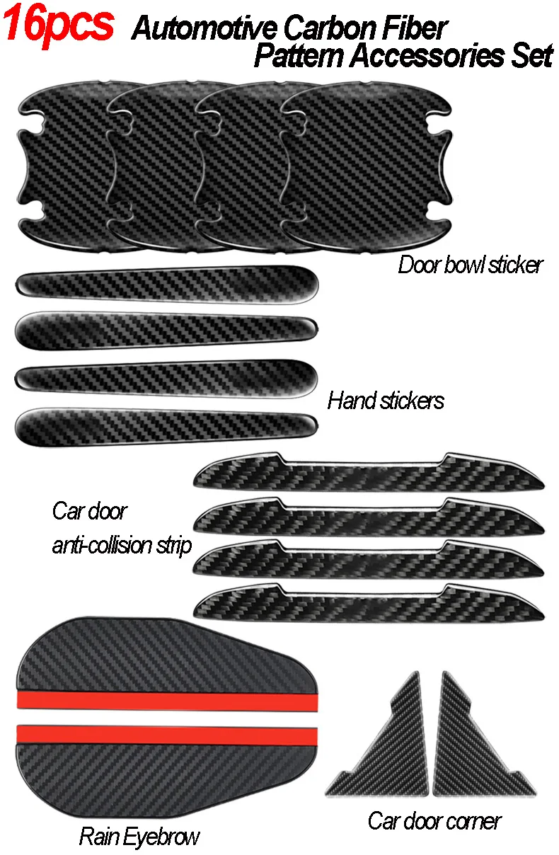16 stücke Carbon Faser Auto Aufkleber Anti Scratch Auto Türgriff Schutz Autos Griff Schutz Styling Außen Accessori – Detail 1
