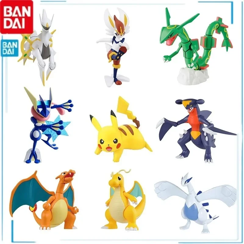 BANDAI Pokémon Anime Figures Greninja Charmander Yveltal Slowpoke Lunala Kyurem Mewtwo Assembly Model Cute Keepsake Brinquedos