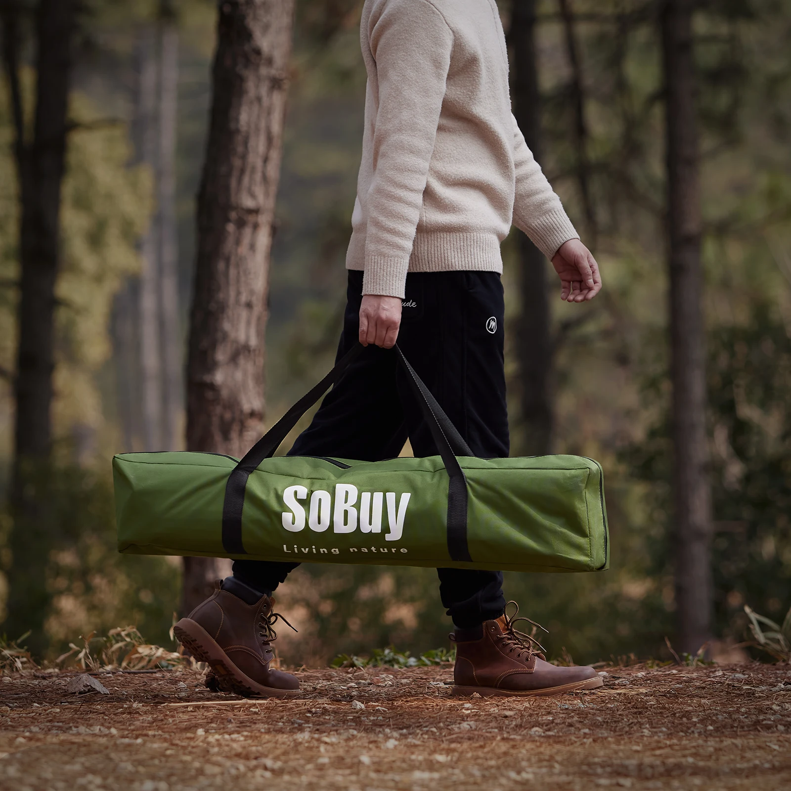 SoBuy OGS32-II Campingzelt Einzelzelt mit Lampenhaken und Schuhaufbewahrungstaschen 2in1-Zelt 1 Person praktische 193x160x86cm – Detail 3