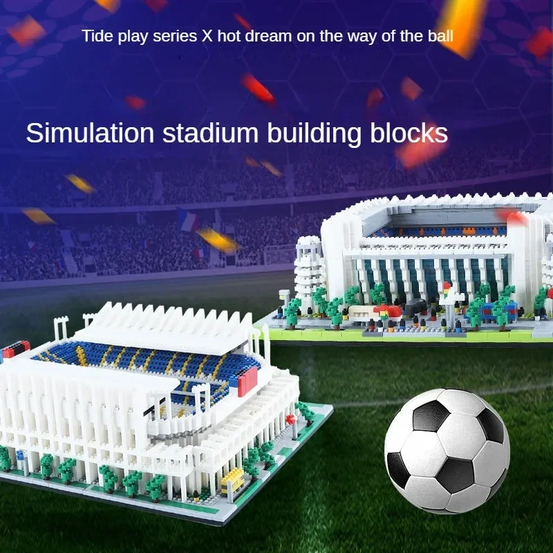 Assembly and Construction of A Sports Stadium Model Using Miniature Plastic Madrid Football Field Small Building Blocks