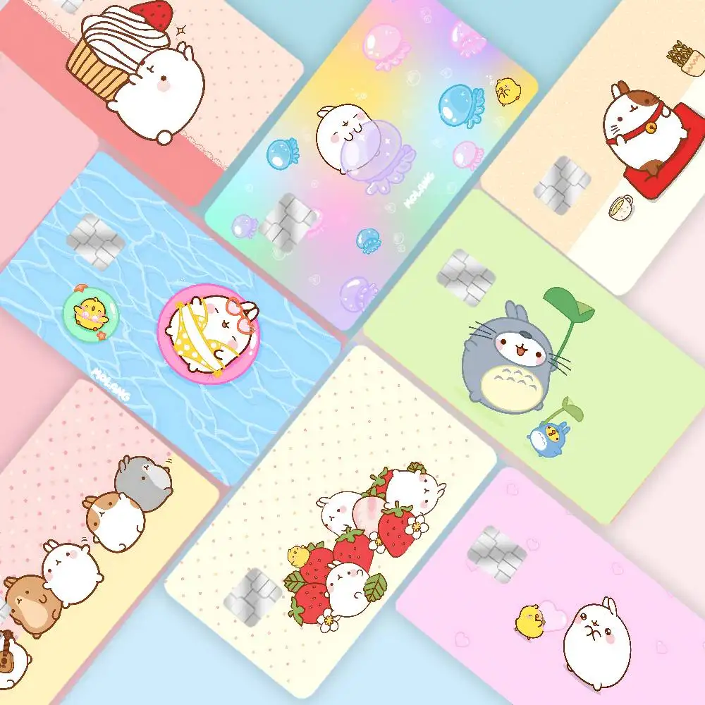 Character Molang Anime Spend Or Save Funny Shell On Off Ultra Thin No Fade Sticker Skin Cover Film For Debit Credit Card