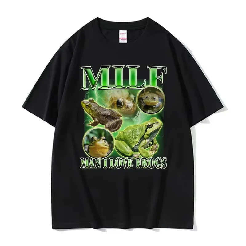 Funny Milf Man I Love Frogs Vintage Graphic T Shirt Rap Meme Cozy T-shirts Men Women Casual Gothic Fashion Humor Cartoon T-shirt