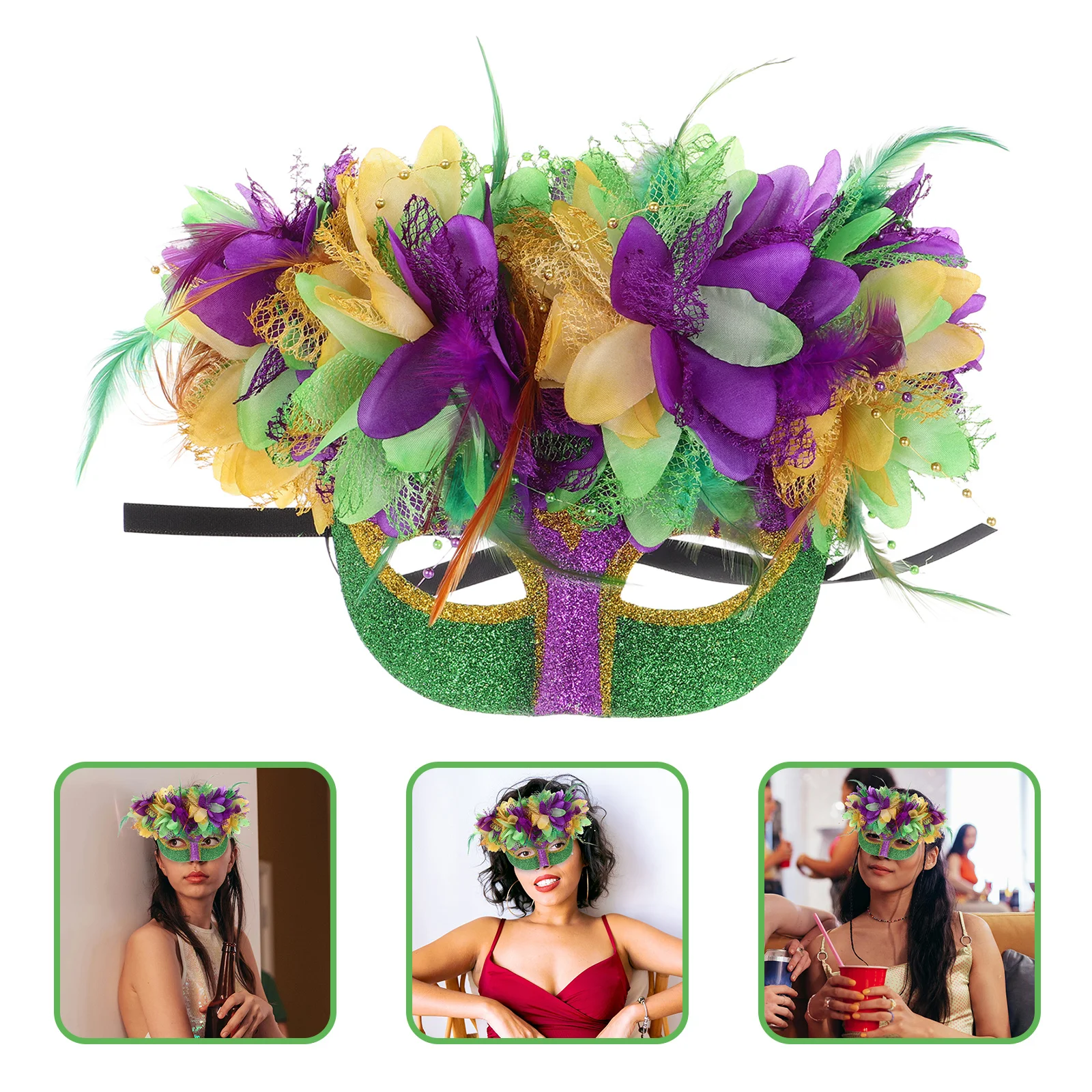 

Feathered Masquerade Mask Multi-Color Lightweight Half Mask for Party Carnival Ball Halloween Cosplay Stage Performance