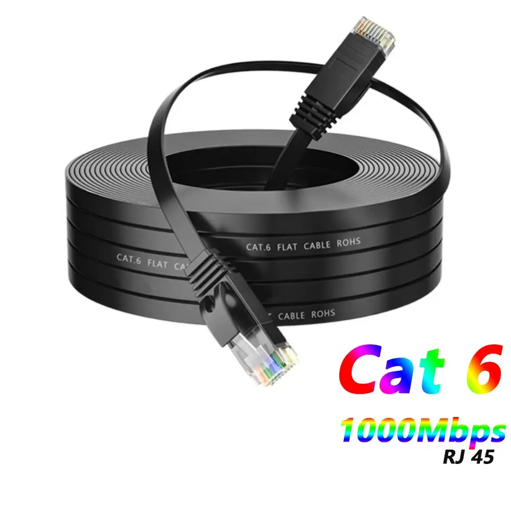ใช้งานร่วมกับสายแพทช์สาย Ethernet Cat 6 250Hz ป้องกันการรบกวน Cat6 สาย Lan PVC สายแบน RJ45 สายแพทช์เครือข่าย