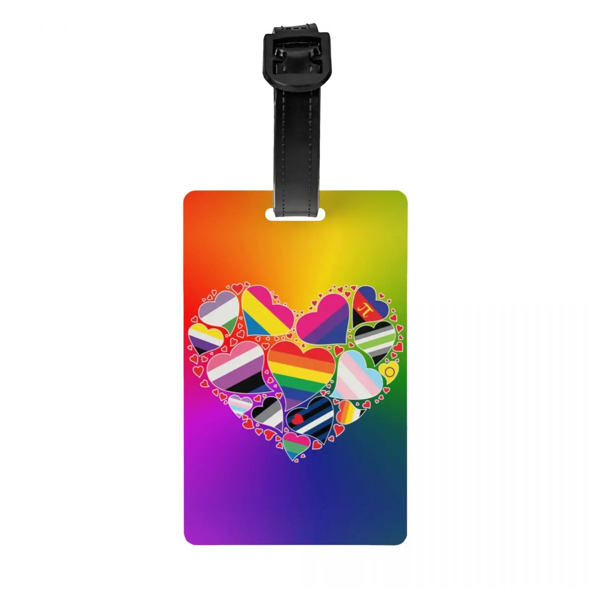 LGBT Pride Heart Luggage Tags for Suitcases Rainbow Pattern Printing Privacy Cover ID Label