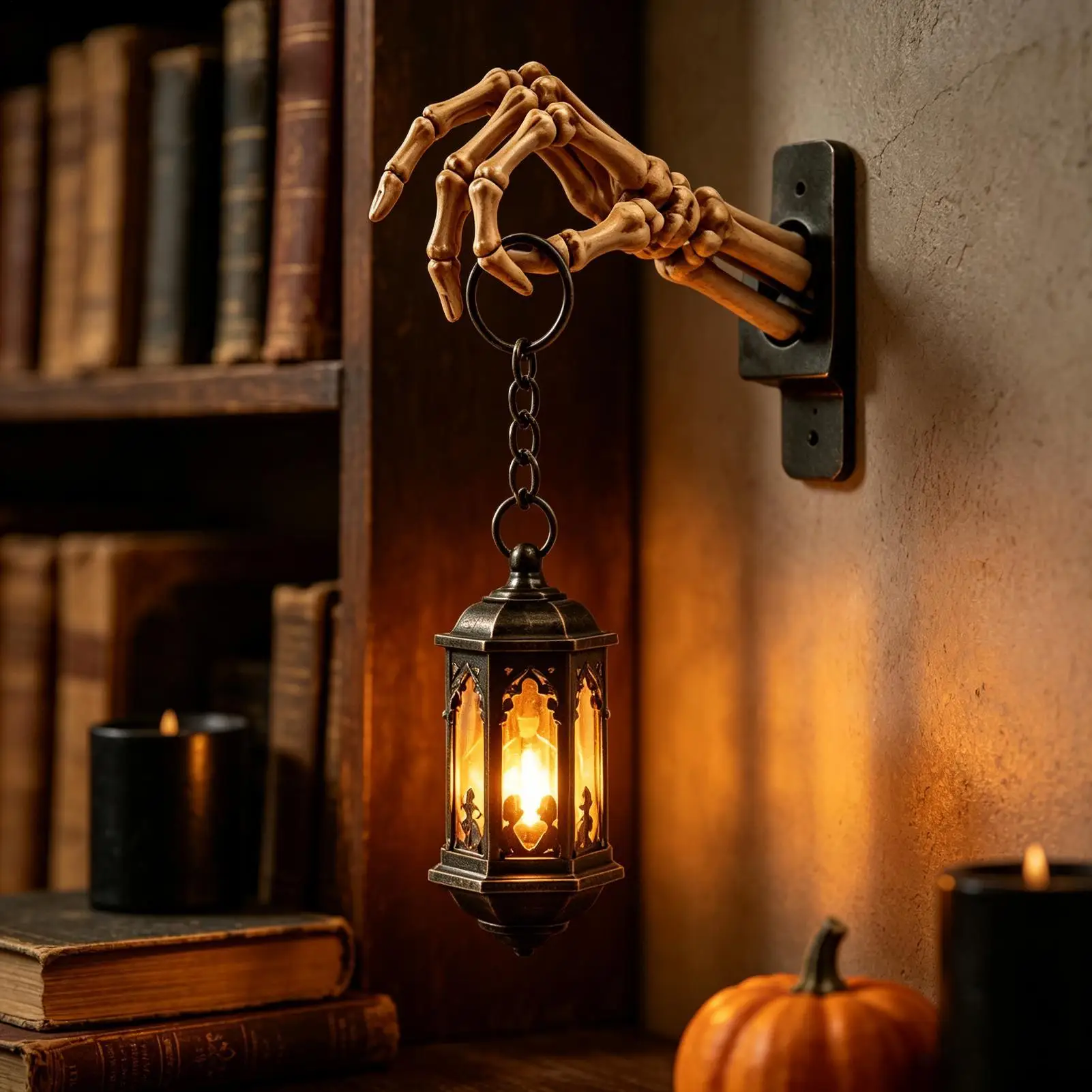 Skeleton Hand LED Lantern Resin Vintage Scary LED Skeleton Hand Lamp Bookshelf Lighting Decor For Study Home Desktop School
