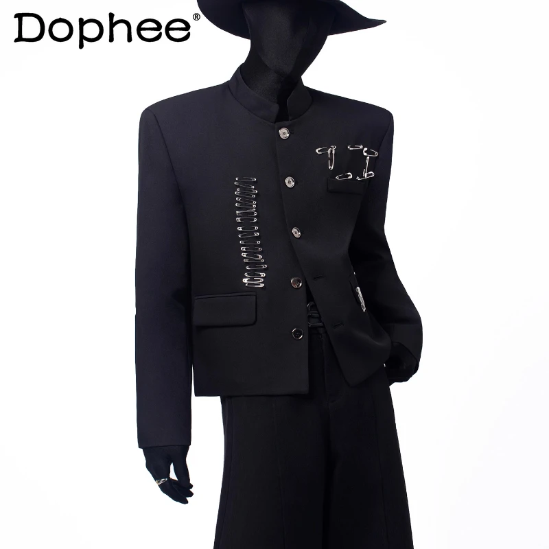 

Персонализированная куртка с украшением на булавке, пальто для мужчин и женщин, осень 202, новые свободные модные универсальные топы, уникальные шикарные куртки с длинными рукавами