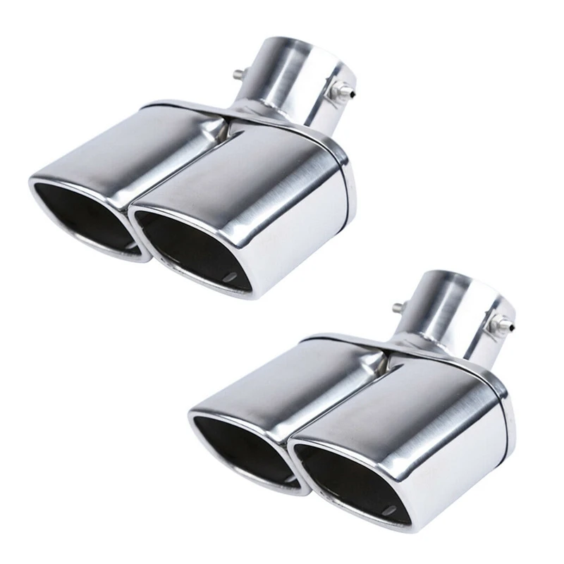 2X Car Double Tube Mufflers Exhaust Pipe Decoration Outlet Tail Throat For Mitsubishi Outlander 2WD 2013-2018