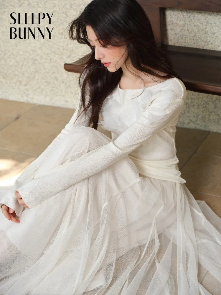 

Women Boat Neck Knit Top Floral Long Sleeve Spring Gentle Slim Fit Casual Blouse Versatile Daily Office Outfit Lady New Arrival