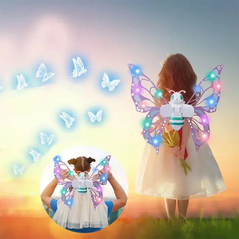 New Electric Butterfly Wing Back Decoration Fairy Girl Angel Wing Prop Children\'s Outdoor Glow Toy Educational Angel Girls Toy