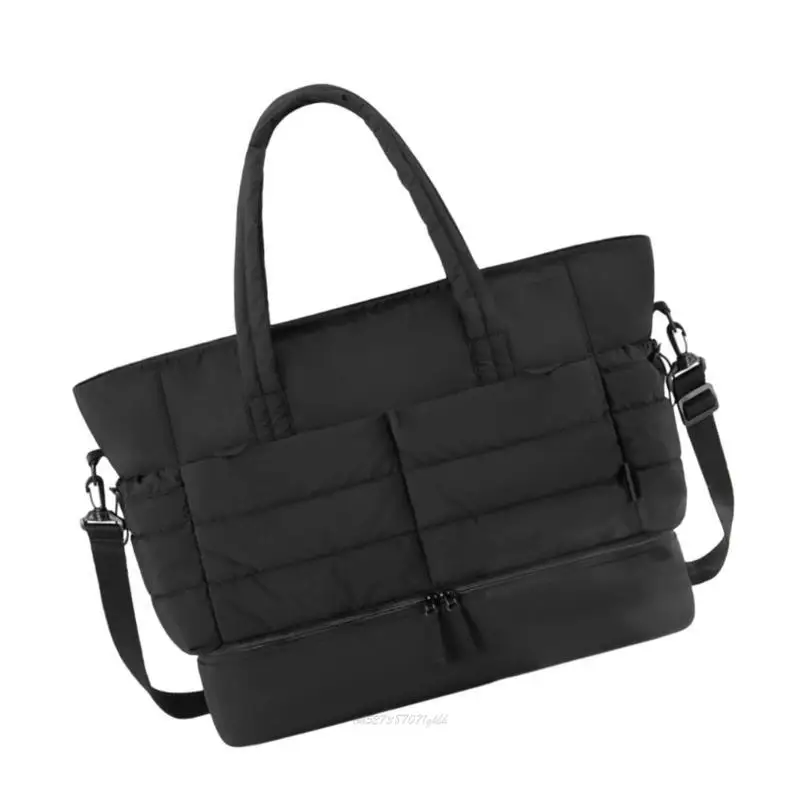 

X5XA Gym Bag Large Capacity Travel Bag Quilted Shoulder Bag Fitness Bag for Woman Man