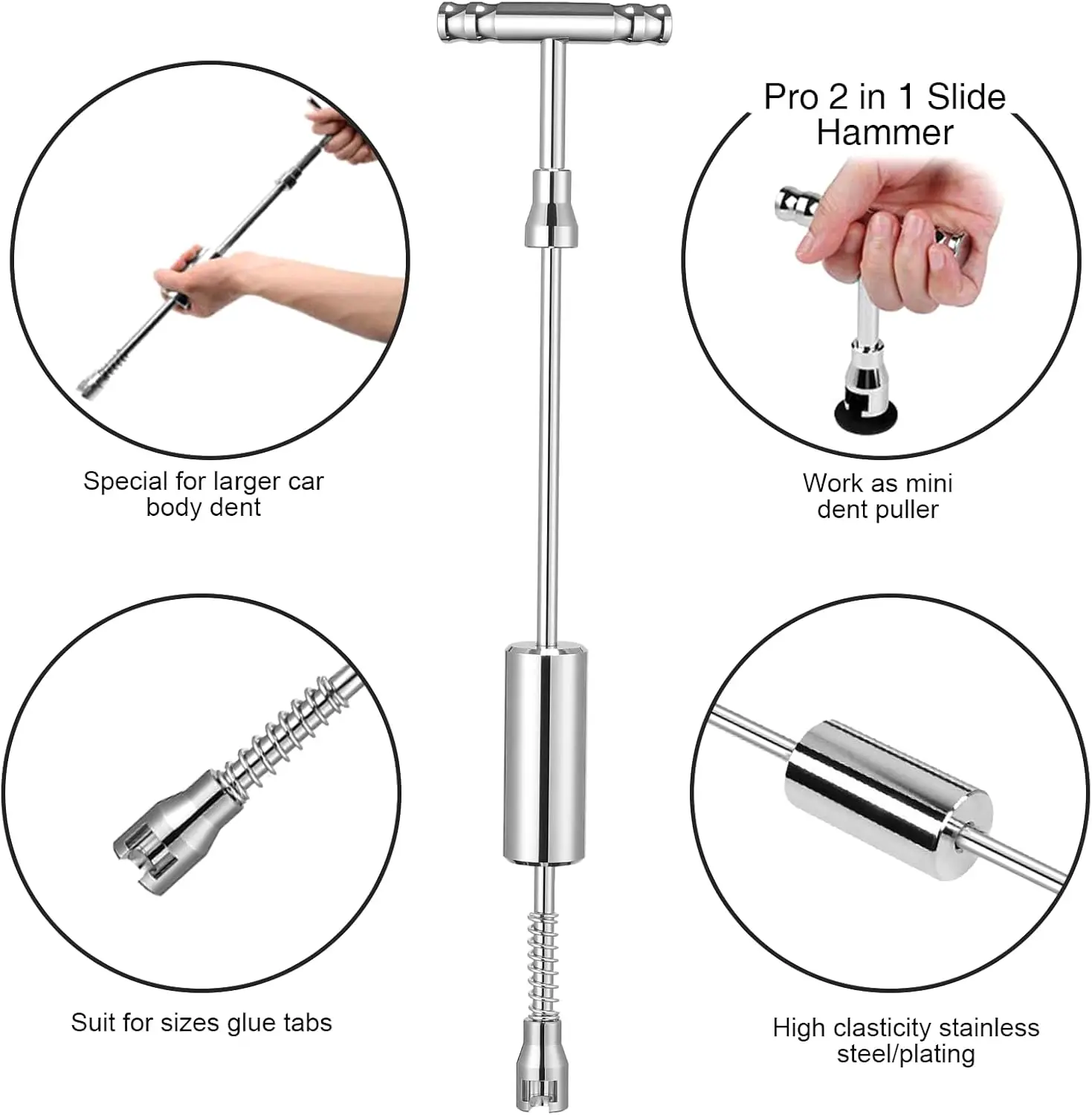 مجموعة أدوات سحب دنت 38 قطعة مع مجموعة غراء - أداة إصلاح دنت بدون طلاء لأضرار حائل السيارة، مطرقة منزلق على شكل حرف T #4
