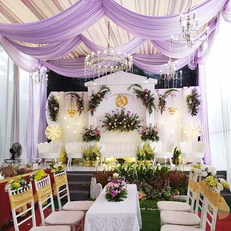 Wedding Drapes Ceiling Decoration Chiffon Sheer Curtain for Weddings Reception Birthday Party Arch Drapery Tent Bedroom Backdrop
